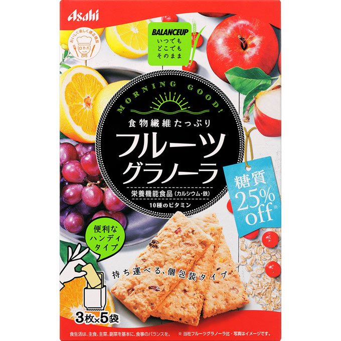 バランスアップ　フルーツグラノーラ　糖質２５％オフ ３枚×５袋 | アサヒグループ食品