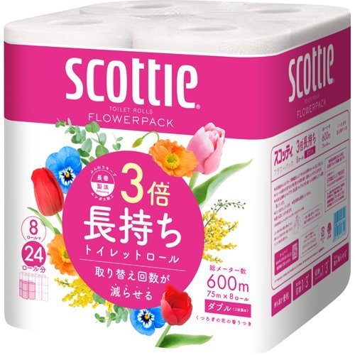 スコッティフラワーパック　３倍巻き ７５ｍｌ×８ロール | クレシア