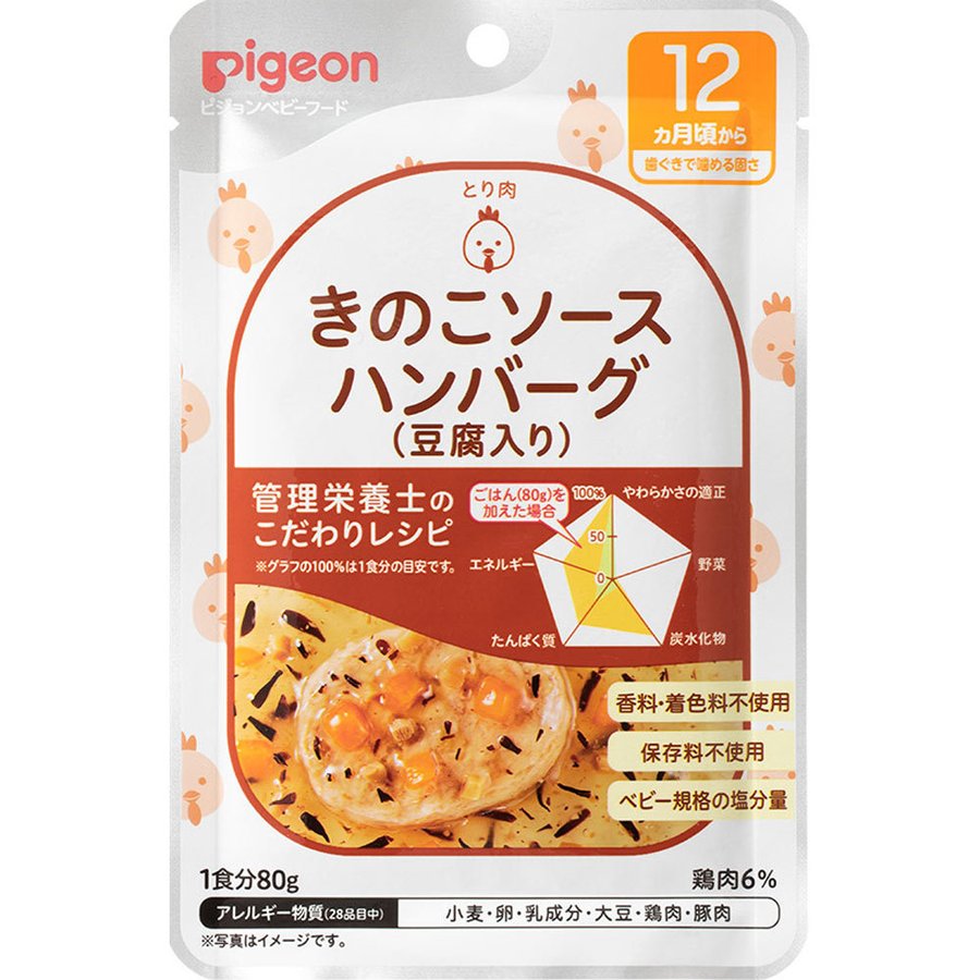 食育レシピ　きのこソースハンバーグ ８０ｇ | ピジョン