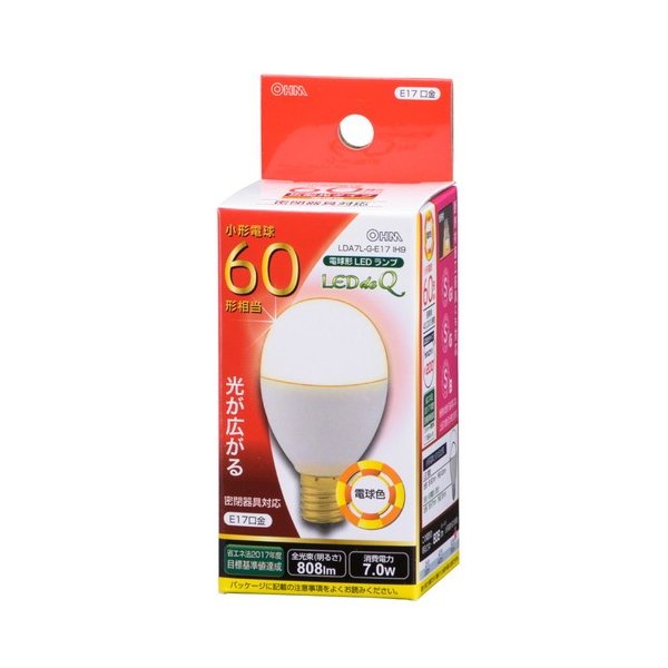 ＬＥＤクリプトン電球６０Ｗ相当 電球色 | オーム電機