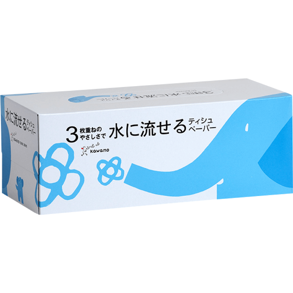 水に流せるティッシュ　３枚重ね １２０組 | 河野製紙