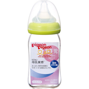 母乳実感哺乳びん耐熱ガラスグリーンＮ １６０ｍｌ | ピジョン