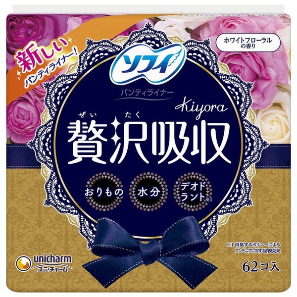 ソフィＫｉｙｏｒａ贅沢吸収ホワイトフロ－ ６２枚 | ユニ・チャーム