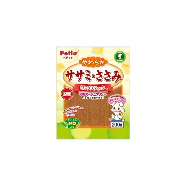 やわらかササミ＆ささみ　ロングＳＴ　野菜入り ２００ｇ | ペティオ
