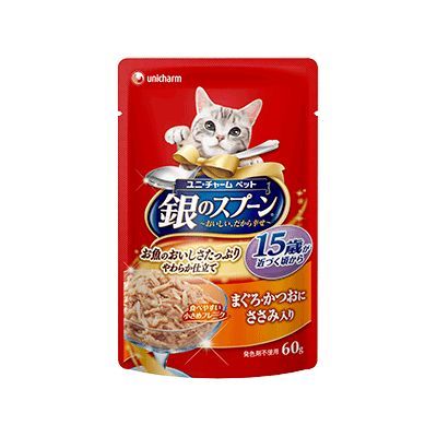 在庫状況】銀のスプーンパウチ 15歳まぐろ・かつおささみ 60g