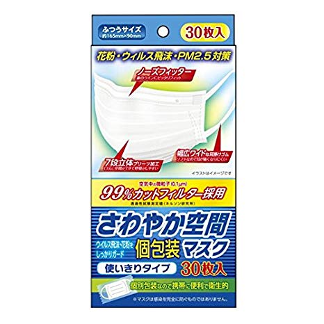 さわやか空間マスク個包装大きめサイズ ３０枚入り | 奥田薬品