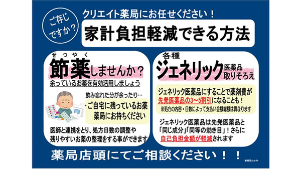 お薬の負担金額軽減についても対応