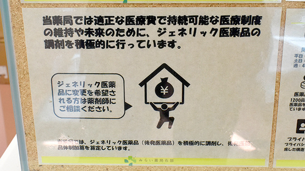 ジェネリック医薬品の取り扱いがございます。