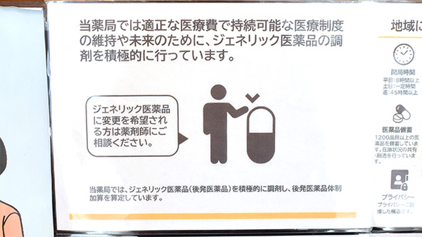 ジェネリック医薬品の取り扱いがございます。