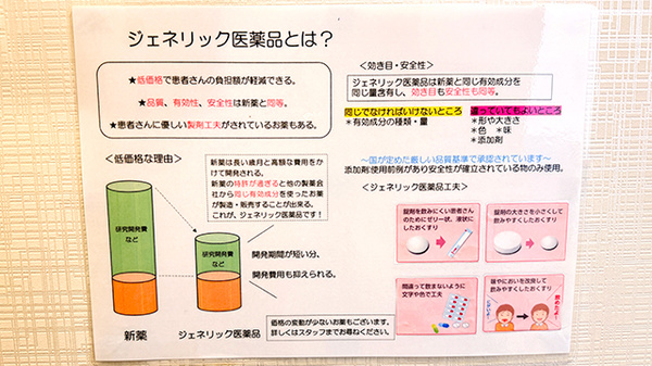ジェネリック医薬品の取り扱いがございます。