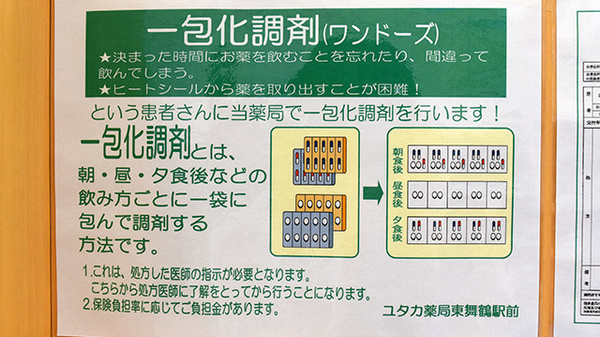 ユタカ薬局 東舞鶴駅前の一包化対応