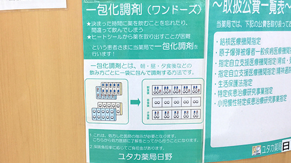 ユタカ薬局　日野の一包化対応