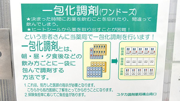 ユタカ調剤薬局　桃山南の一包化対応