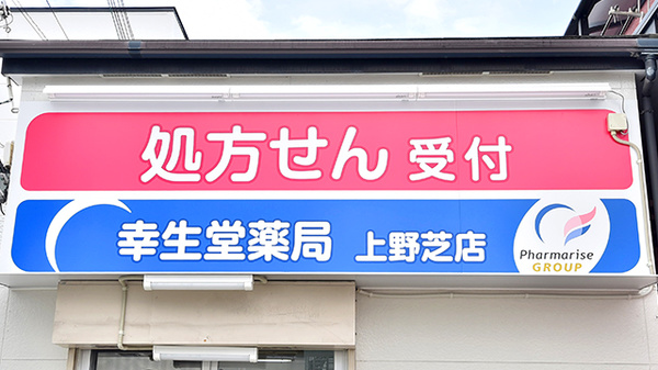 幸生堂薬局 上野芝店の看板