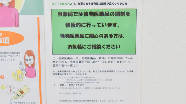 ニック調剤薬局　宇部店のジェネリック対応