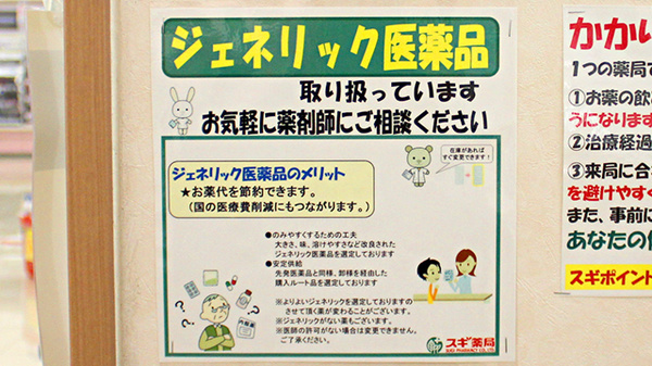 スギ薬局　ベルク春日部緑町店のジェネリック対応