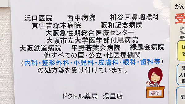 ドクトル薬局　湯里店の主な受付医療機関