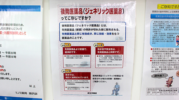 ヒノミ薬局　藤沢店のジェネリック対応