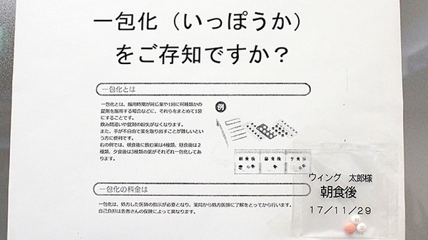 ウィング薬局戸塚富士橋店の一包化対応