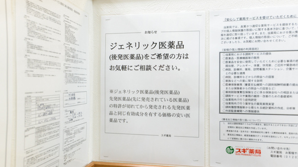 スギ薬局　服部西店のジェネリック対応
