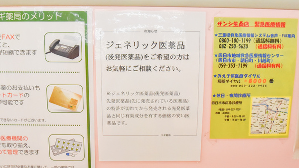 スギ薬局　サンシ生桑店のジェネリック対応