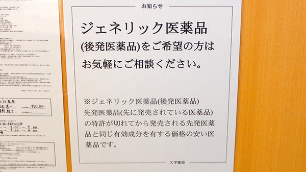 スギ薬局　中河町店のジェネリック対応