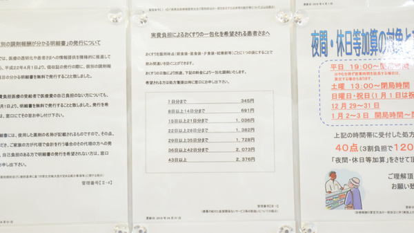 調剤薬局ツルハドラッグ永山7条店の一包化対応