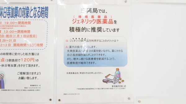 調剤薬局ツルハドラッグ尾頭橋店のジェネリック対応