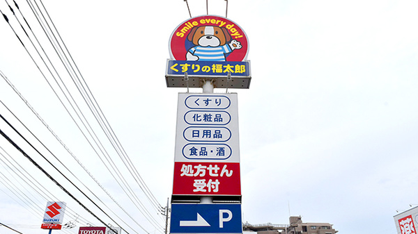 薬局くすりの福太郎船橋市場通り店の看板