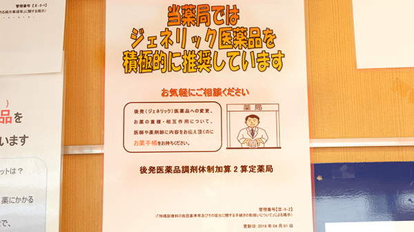 薬局くすりの福太郎田端新町店のジェネリック対応