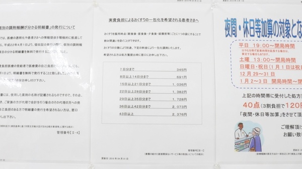 レデイ平井調剤薬局の一包化対応