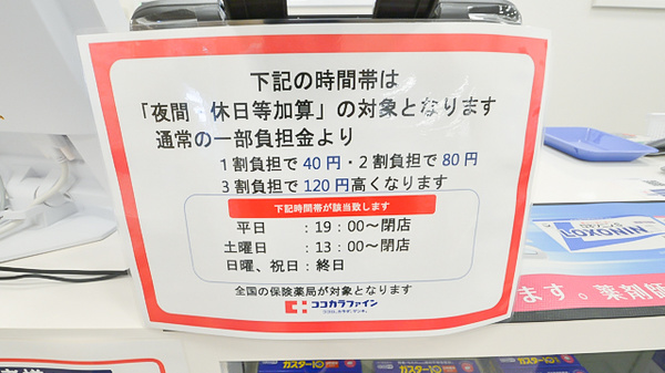 ココカラファイン薬局昭和町店の夜間休日対応