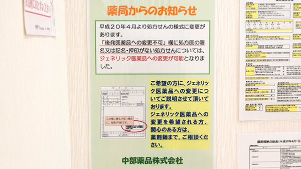 V・drug　袋井久能薬局のジェネリック対応