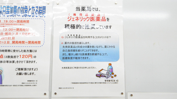 調剤薬局ツルハドラッグ小樽店のジェネリック対応