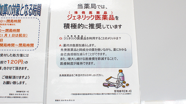 調剤薬局ツルハドラッグ中桜田店のジェネリック対応