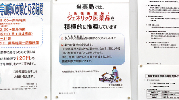 調剤薬局ツルハドラッグ山梨中央店のジェネリック対応