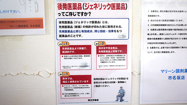 マリーン調剤薬局　市名坂店のジェネリック対応