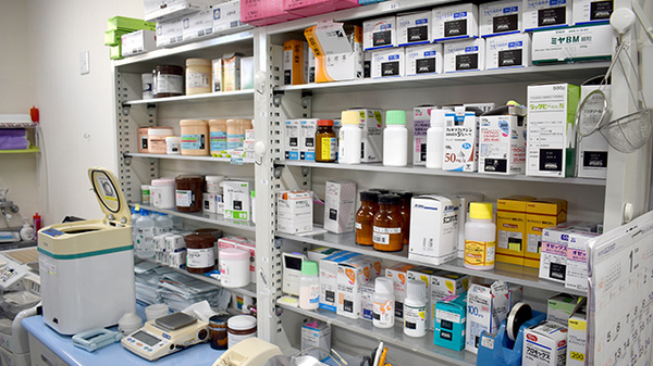 花・花薬局伊勢崎境店の薬棚