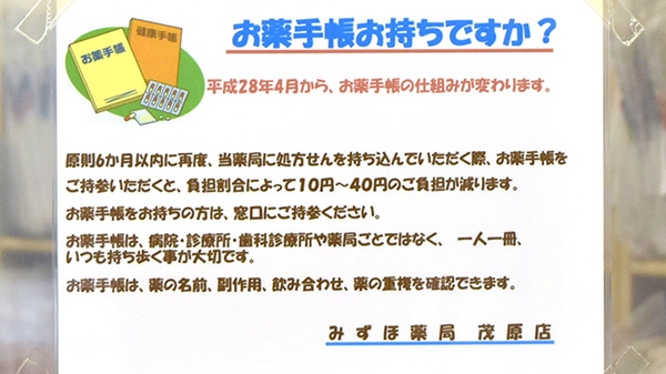 みずほ薬局茂原店のお薬手帳
