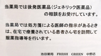 アンサン薬局　中野店（旧池田薬局ＦＧ中野店）のジェネリック対応
