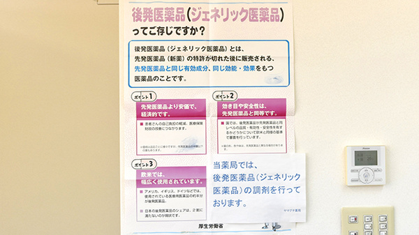 ヤマグチ薬局　中河原店のジェネリック対応