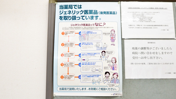 コスモ薬局一橋店のジェネリック対応