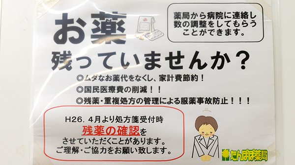 たんぽぽ薬局　福島店の残薬回収サービス