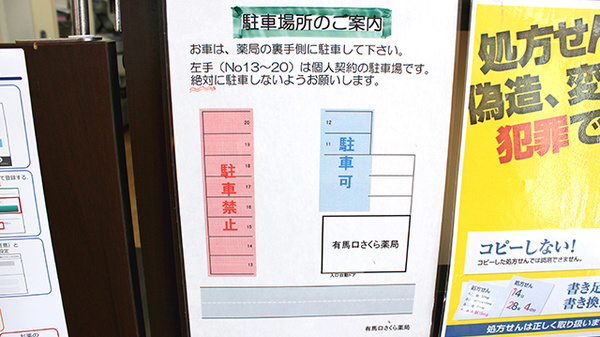 有馬口さくら薬局の駐車場案内