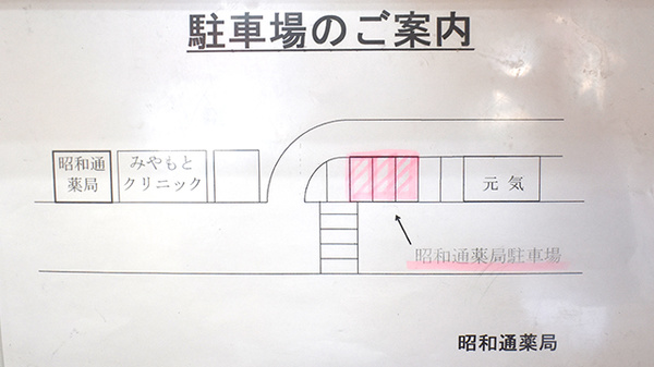 昭和通薬局の駐車場案内