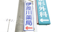 伊差川薬局の看板