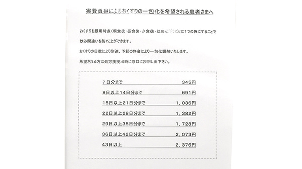 調剤薬局ツルハドラッグ薊野店の一包化対応