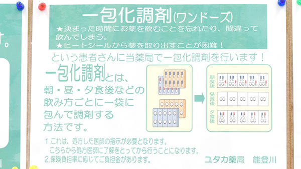 ユタカ薬局　能登川の一包化対応