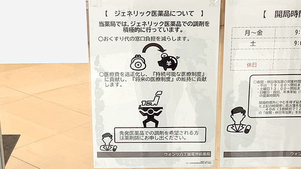 ウォンツ八丁堀電停前薬局のジェネリック対応