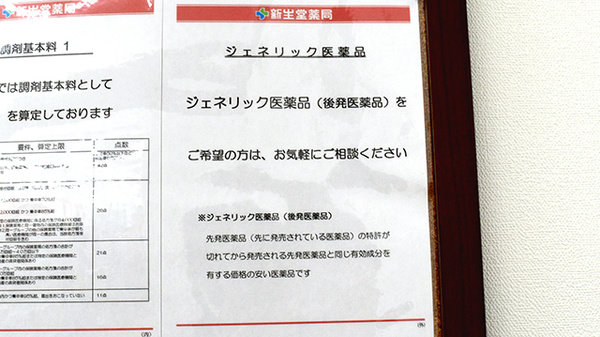 新生堂薬局　国府店のジェネリック対応